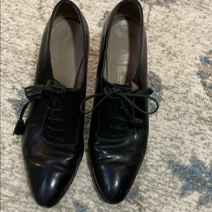 FERRAGAMO Corset Lace-up Pointy Toe Pumps Suede